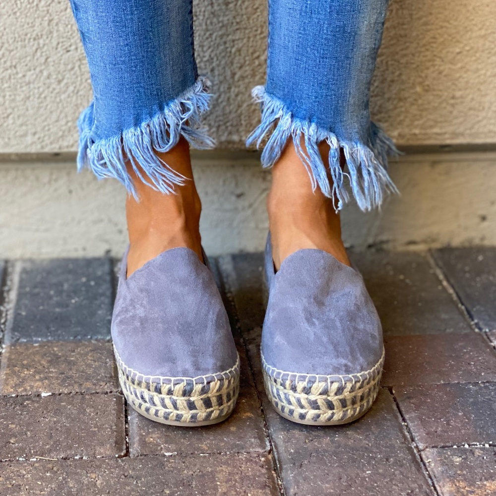 Blue Espadrille Chunky Flatform Slip On Loafers - Picture 4 of 12